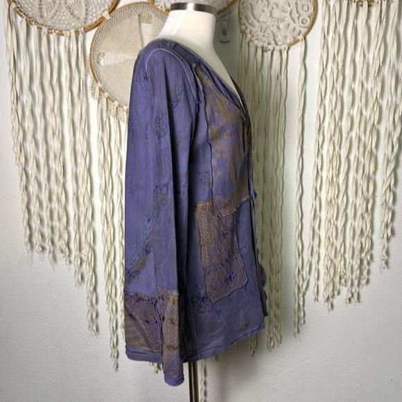 Gregory Parkinson Hand Dyed Lagenlook Art To Wear Cotton Blouse Small - Picture 4 of 8